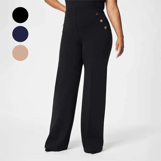 🔥 Damskie spodnie Plus Size z wysokim stanem i szerokimi nogawkami-TAB