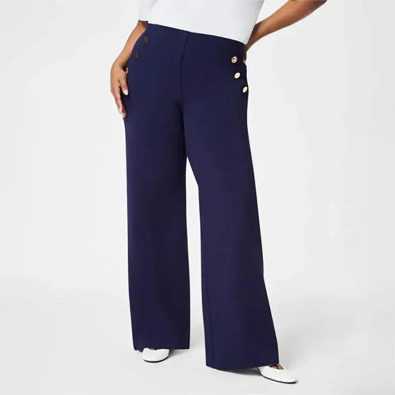 🔥 Damskie spodnie Plus Size z wysokim stanem i szerokimi nogawkami-TAB