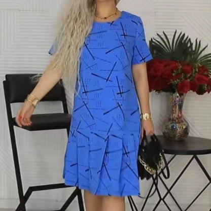 🥰Modna, plisowana sukienka damska z krótkim rękawem i nadrukiem👗