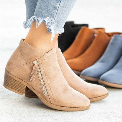Damskie buty na obcasie zapinane na zamek