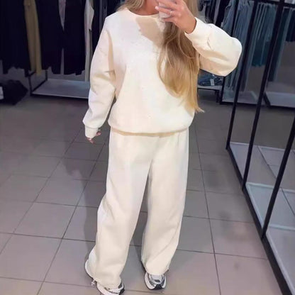 Damska sportowa bluza z okrągłym dekoltem + dwuczęściowy zestaw spodnie jogger