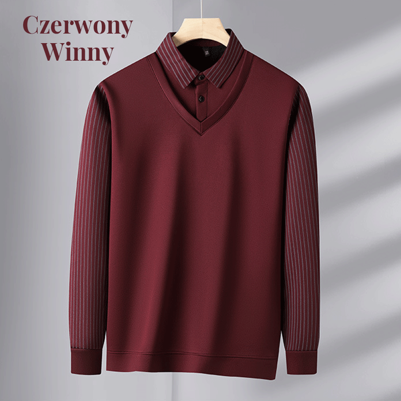 [Prezent dla mężczyzn] Ciepła koszula męska z imitacją dwuczęściowego garnituru