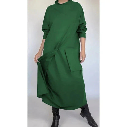 Nieregularna luźna casualowa patchworkowa sukienka maxi