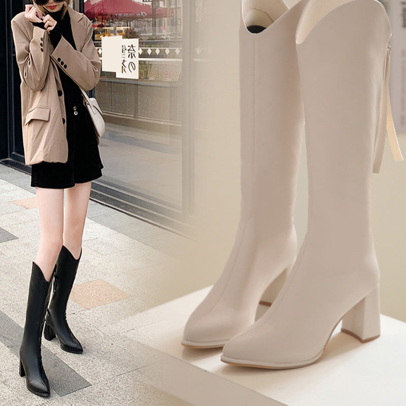 【✨Nowości 2025】👢Eleganckie damskie buty na wysokim obcasie ze szpiczastymi noskami