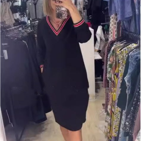 💖Damska dzianinowa sukienka z dekoltem w kształcie serca