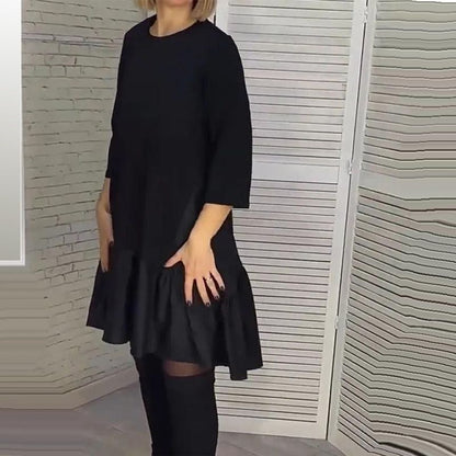 💞Luźna, plisowana elegancka czarna sukienka