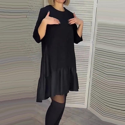 💞Luźna, plisowana elegancka czarna sukienka