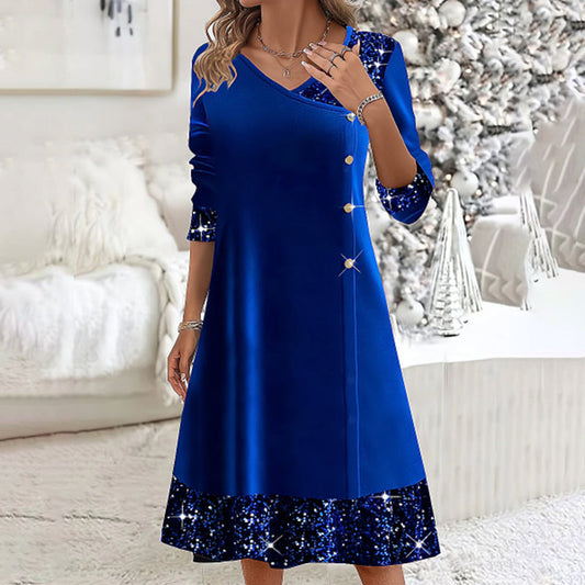 👗 Jesienno-zimowe złote aksamitne sukienki dla kobiet