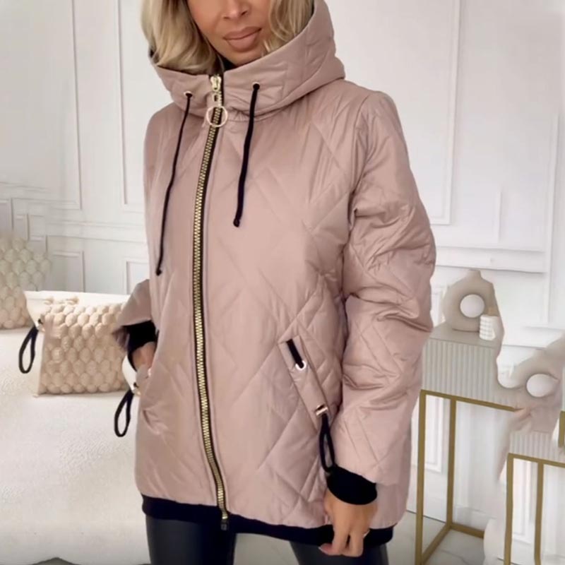 🔥 【S-3XL】 Modny damski płaszcz typu parka z zabudowanym dekoltem i długością do bioder