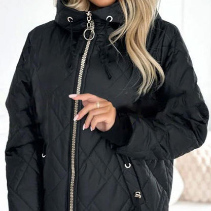 🔥 【S-3XL】 Modny damski płaszcz typu parka z zabudowanym dekoltem i długością do bioder