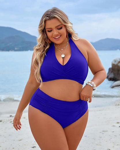 🔥👙Stroje kąpielowe modelujące brzuch, skromne bikini z wysokim stanem