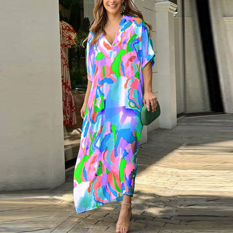 【M-XL】🌈Formalna sukienka z malowanym wzorem