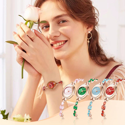 Prezenty dla kobiet w 2025 roku 💝🥰⌚ Zegarek damski z kolorowymi cyrkoniami na bransolecie