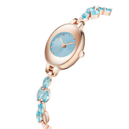 Prezenty dla kobiet w 2025 roku 💝🥰⌚ Zegarek damski z kolorowymi cyrkoniami na bransolecie