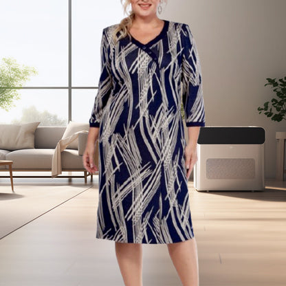 🌸Eleganckie sukienki damskie z abstrakcyjnymi wzorami i siedmioma rękawami