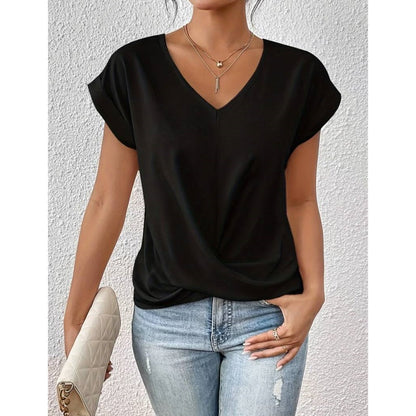 👚Elegancka koszulka z dekoltem w serek✨