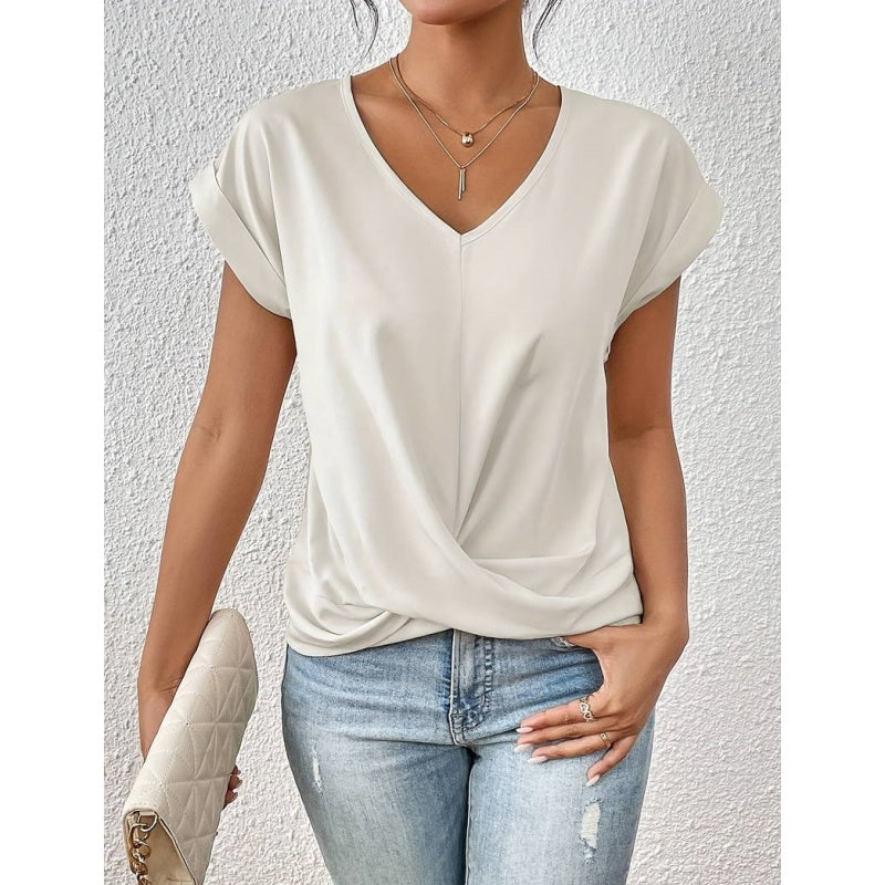 👚Elegancka koszulka z dekoltem w serek✨