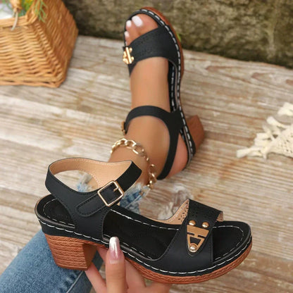 【EU 36-43】👡Letnie damskie sandały na grubym obcasie
