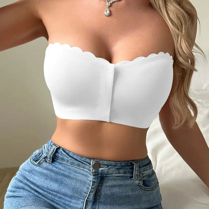 💕Biustonosz bandeau bez ramiączek z zapięciem z przodu💯