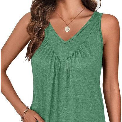 👚Damska koszulka bez rękawów z dekoltem w serek