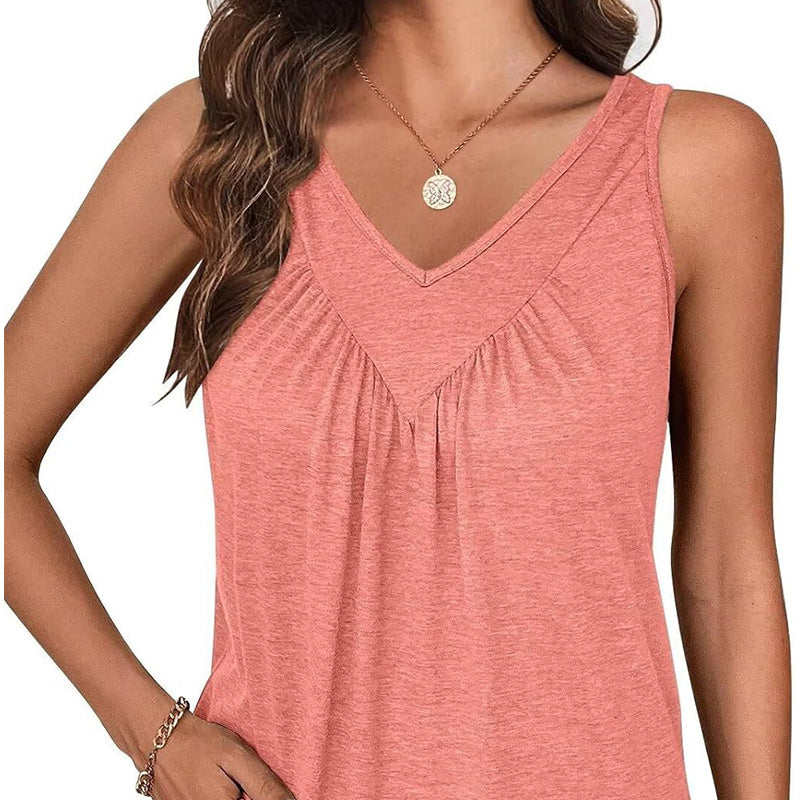 👚Damska koszulka bez rękawów z dekoltem w serek