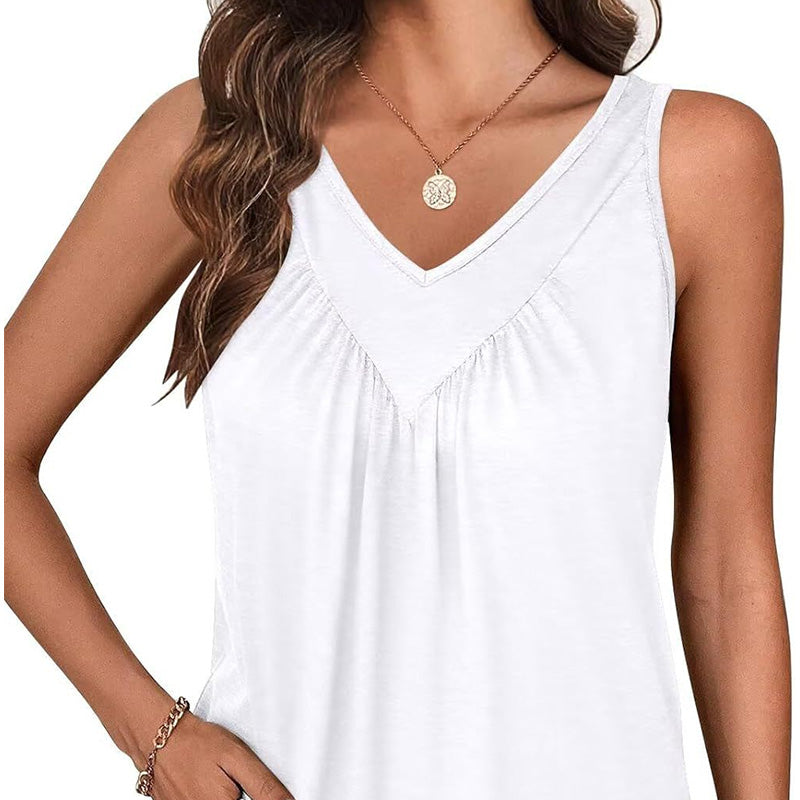 👚Damska koszulka bez rękawów z dekoltem w serek