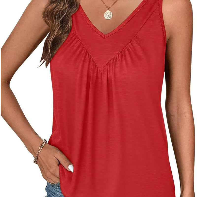 👚Damska koszulka bez rękawów z dekoltem w serek