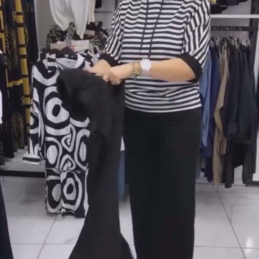 ✨Komplet damski: top w paski i spodnie w jednolitym kolorze