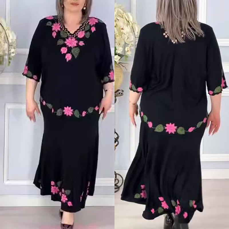 🌷Elegancka damska sukienka w kwiaty z dekoltem w szpic