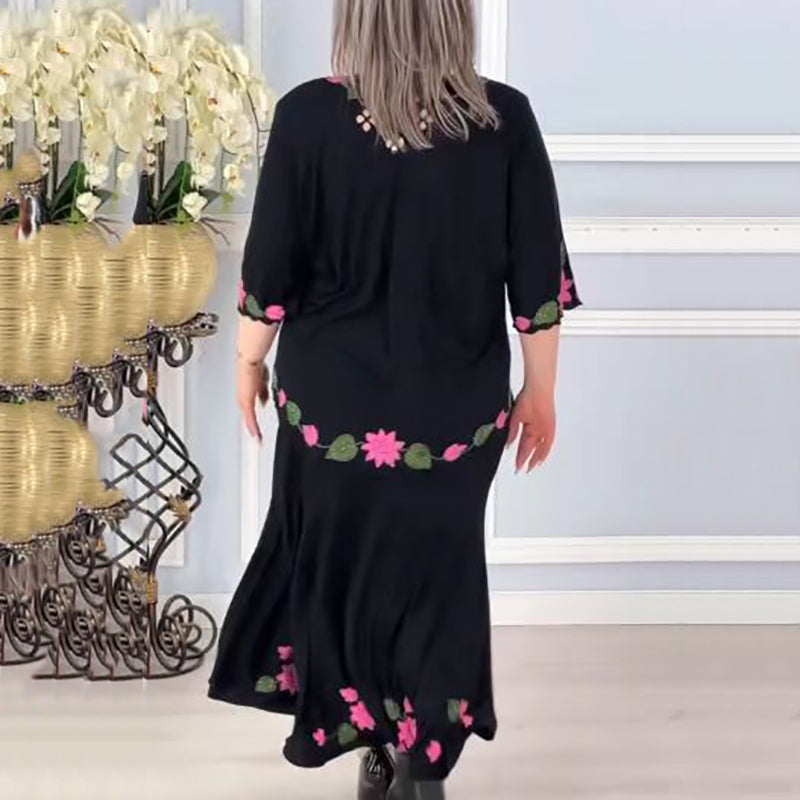 🌷Elegancka damska sukienka w kwiaty z dekoltem w szpic