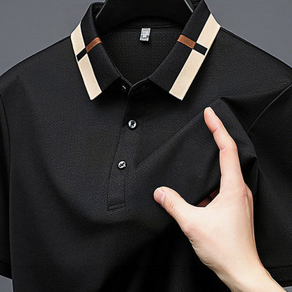 🔥Męska koszulka z krótkim rękawem Stretch Ice Silk z klapami