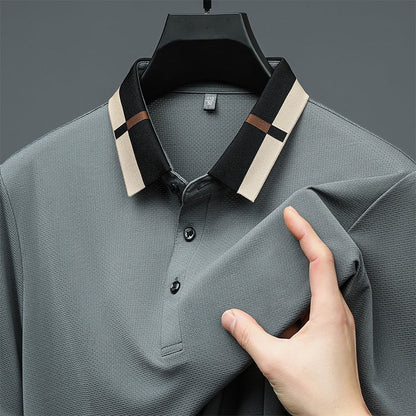 🔥Męska koszulka z krótkim rękawem Stretch Ice Silk z klapami