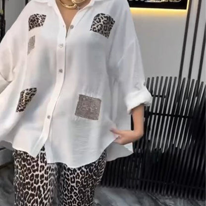 👗 Zestaw z nadrukiem w panterkę | 2-częściowy strój codzienny | Bawełna elastyczna