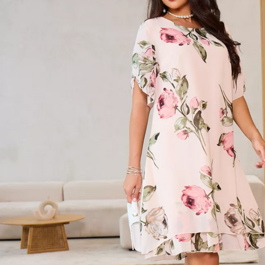 HOT 50% 👗 Sukienka z szyfonu Blush Petal Glow