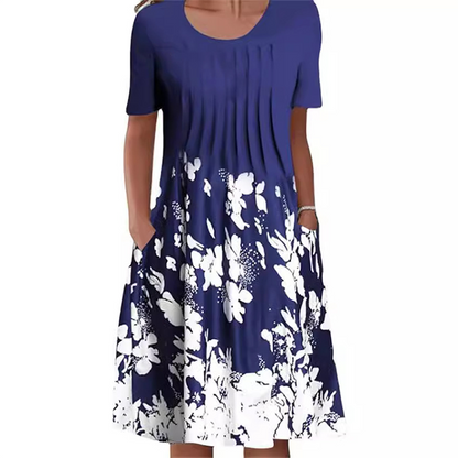 【S-3XL】👗Sukienka w kwiaty z okrągłym dekoltem
