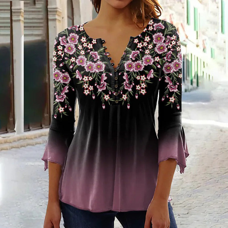 🔥Elegancki, kwiatowy top damski z dekoltem w serek