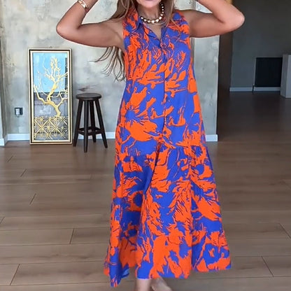 💃Modne damskie sukienki maxi z nadrukiem i bez rękawów