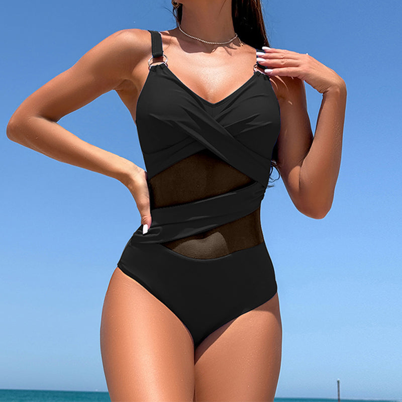 🌊 S-2XL 🩱 Seksowny, siateczkowy, jednoczęściowy kostium kąpielowy 🏖️