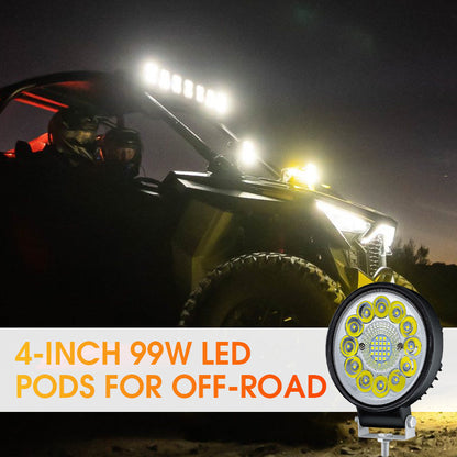 ⚡️4-calowa lampa LED o mocy 99 W do użytku w terenie🏍️