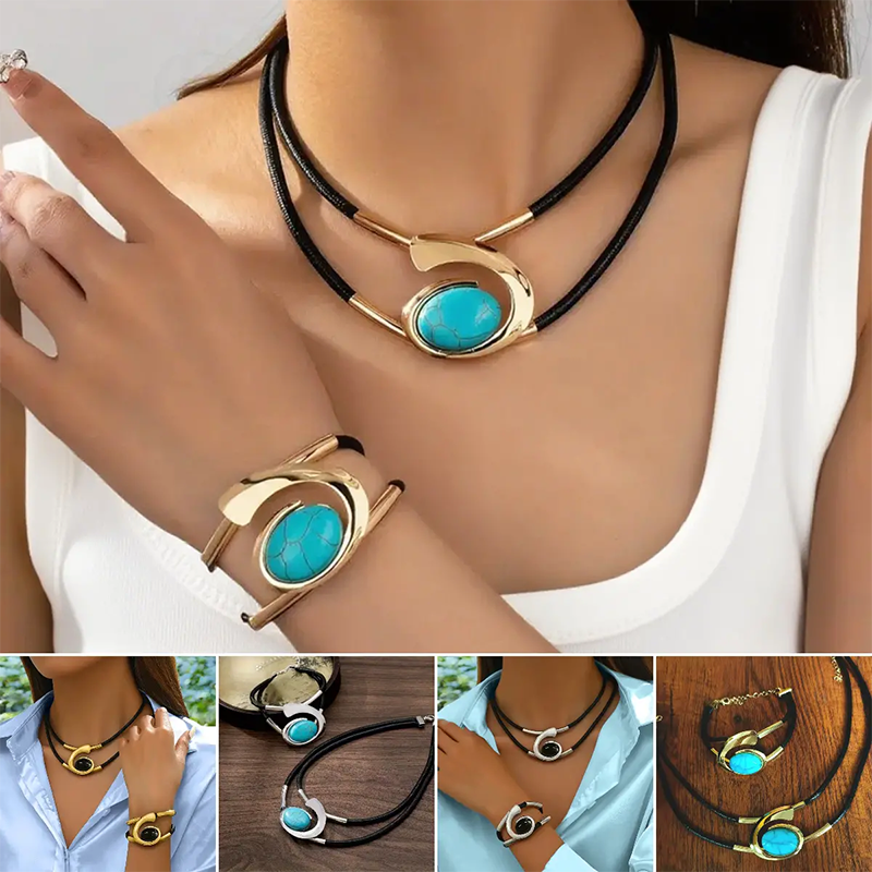 Zestaw naszyjnika i bransoletki w stylu vintage boho📿