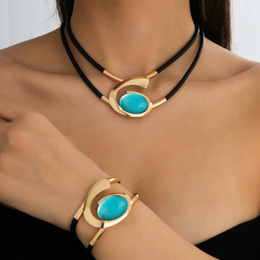 Zestaw naszyjnika i bransoletki w stylu vintage boho📿