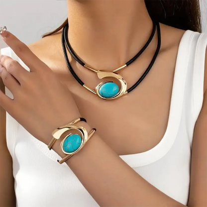 Zestaw naszyjnika i bransoletki w stylu vintage boho📿