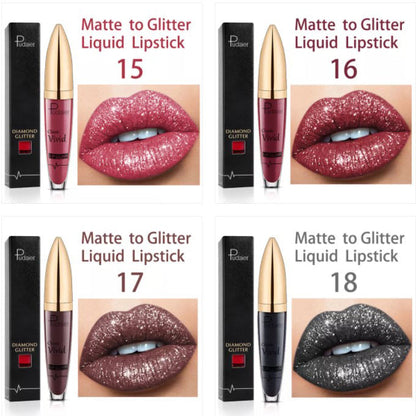 💥 Kup 1, a drugi dostaniesz gratis 💋 Błyszczyk do ust Diamond Lip Gloss Glitter Lipstick Waterproof 🥰🎁