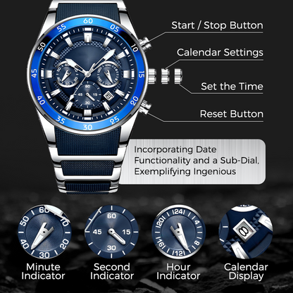 🎁 Wodoodporny, wielofunkcyjny zegarek kwarcowy dla mężczyzn⌚
