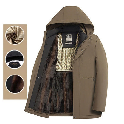 Męska zimowa ciepła kurtka z kapturem