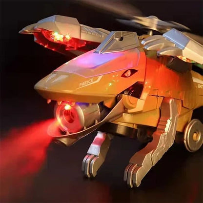 Gorąca wyprzedaż, zabawka LED transformujący helikopter dinozaura