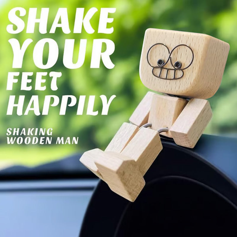 Urocza mała drewniana figurka, która porusza się z 12 różnymi wyrazami twarzy