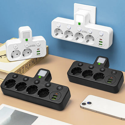 🔌⚡Inteligentny kabel zasilający z portami USB (wtyczka EU)