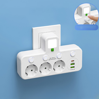 🔌⚡Inteligentny kabel zasilający z portami USB (wtyczka EU)