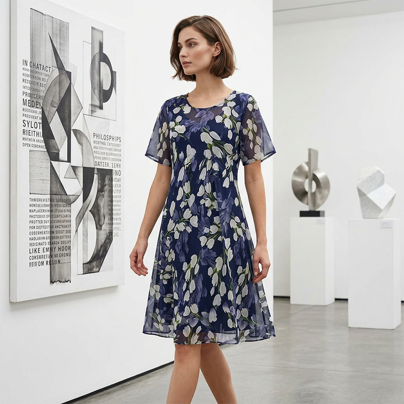 Damska sukienka imprezowa o kroju litery A w kwiatowy wzór👗